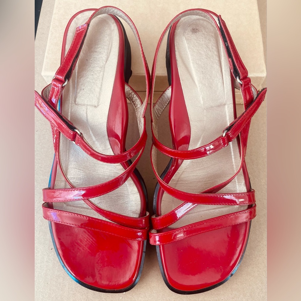 Taryn Rose Red Patent Strappy Sandals